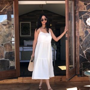 100% Cotton Guaze Midi Dress in Cream